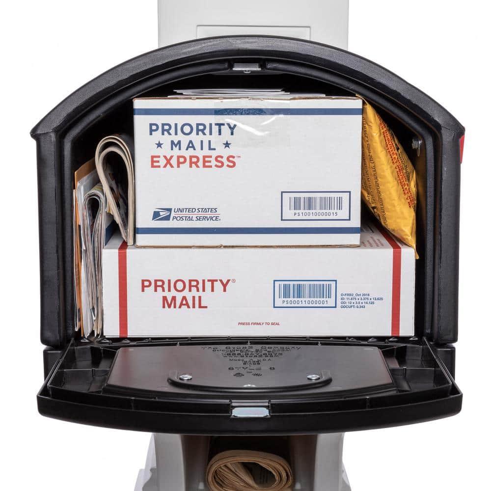 Atherton Resin Overpost Extra Large Black Onyx Mailbox and Black Onyx Mail Post Combo