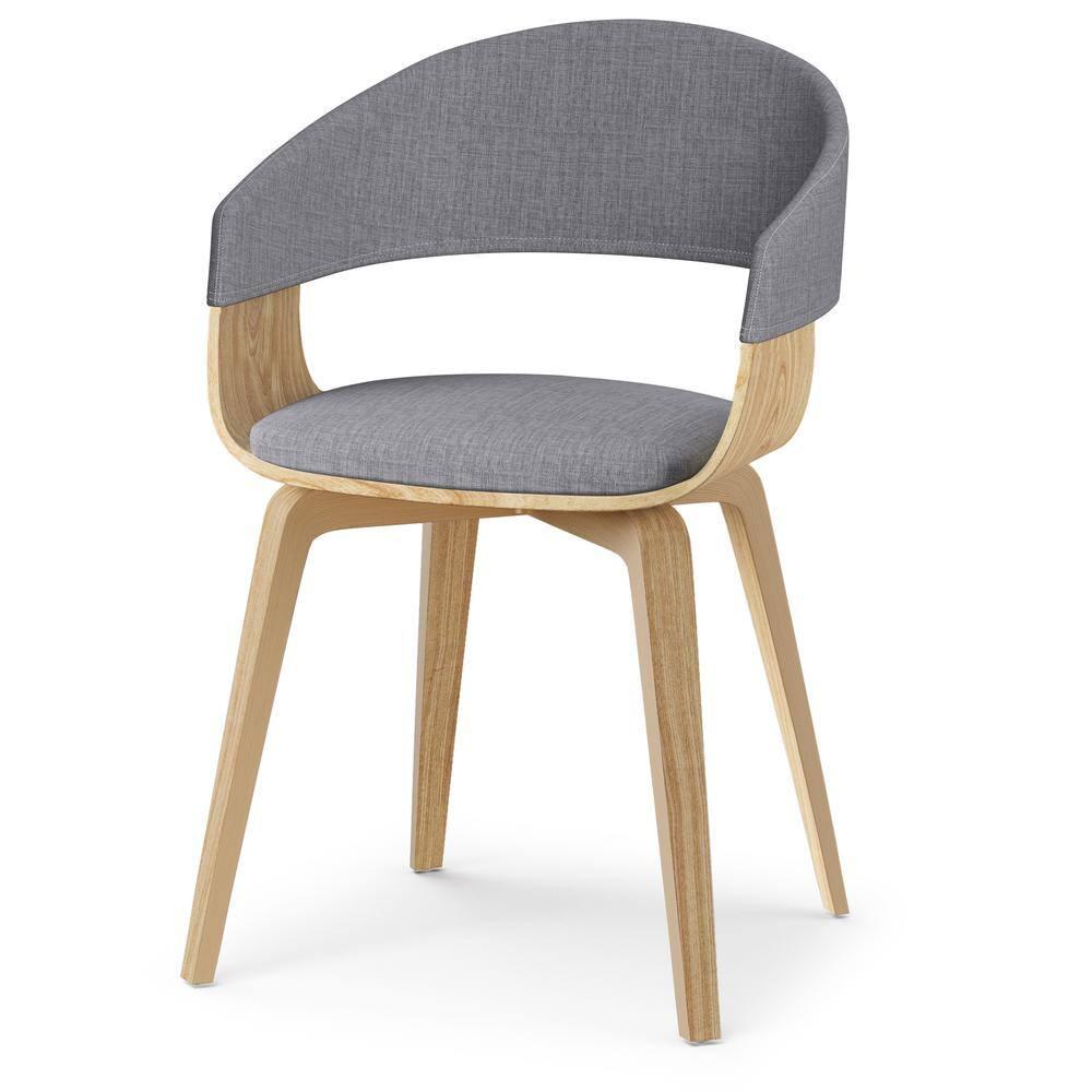 Lowell Bentwood Upholstered Dining Chair with Curved Backrest in Mid-Century Modern Style