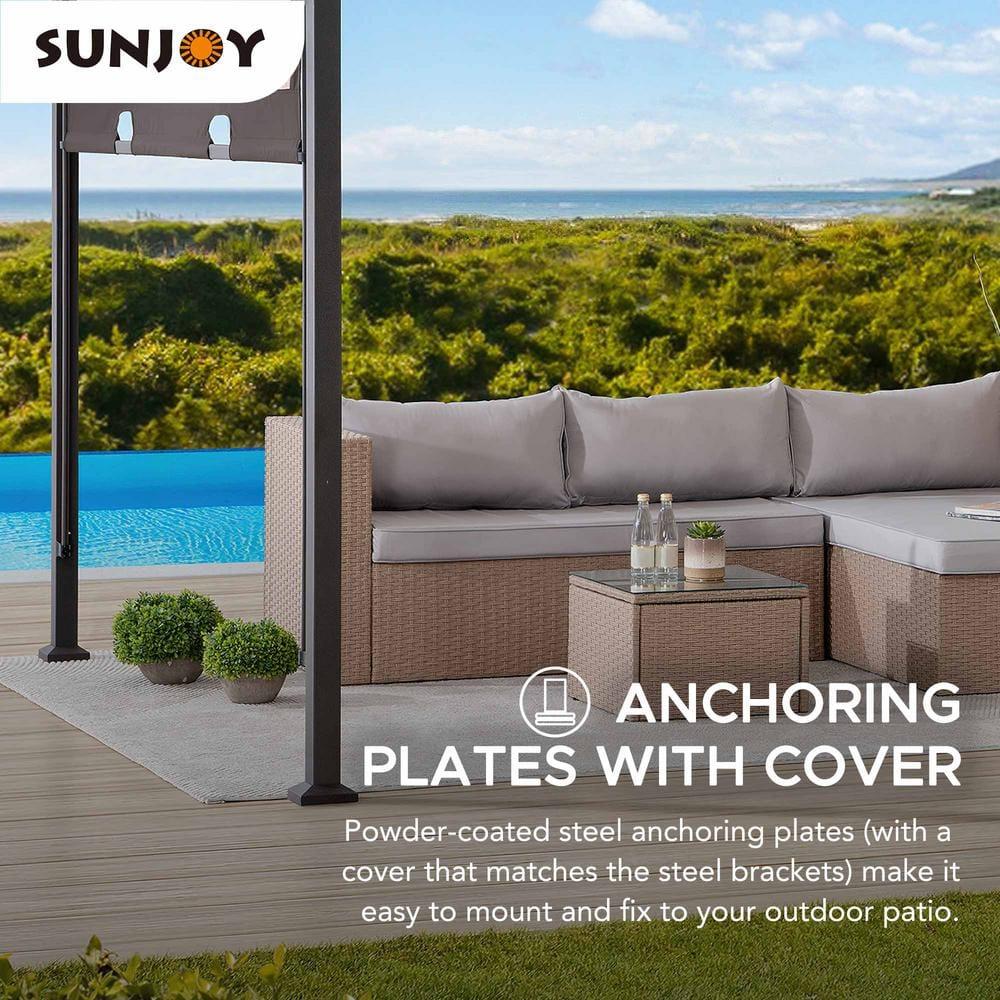 Sunjoy Sunjoy Lindt 9.5 x 11 ft. Outdoor Steel Arched Pergola with Adjustable Canopy for Patio, Backyard, and Garden
