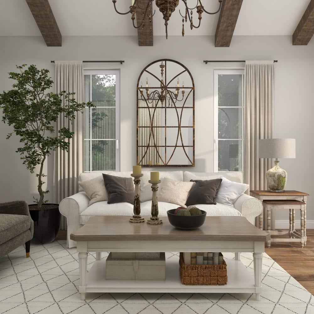 One Allium Way® Metal Window Pane Inspired Room Wall Mirror with Arched Top