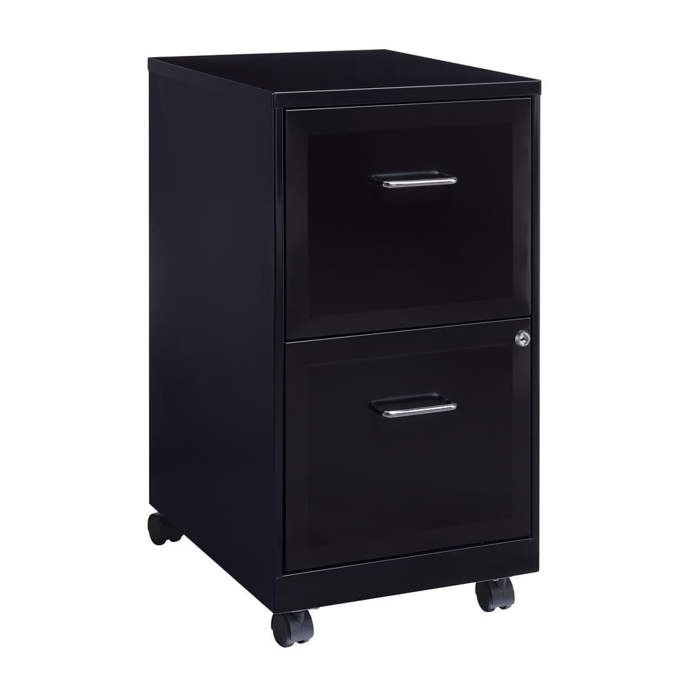 Hirsh Industries Space Solutions File Cabinet on Wheels 2 Drawer - Black: Steel Vertical Storage, Office Supplies, 26.7" Height