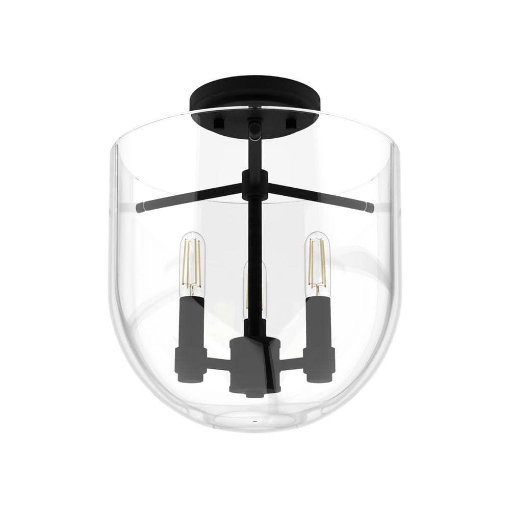 Hunter Sacha Natural Iron 3 Light Flush Mount Ceiling Light Fixture