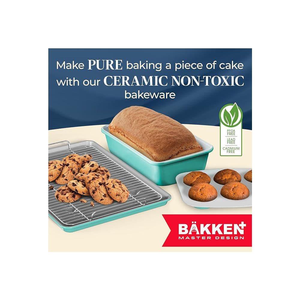 Bakken Swiss 8-Piece Stackable Bakeware Set - Ceramic Non-Stick Coating - TEAL