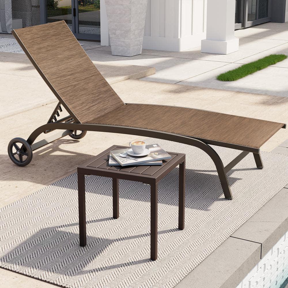 Crestlive Products Outdoor End Table Aluminum Square Patio Side Table - 15.7" L x 15.7" W x 15.9" H 1-Piece, Brown