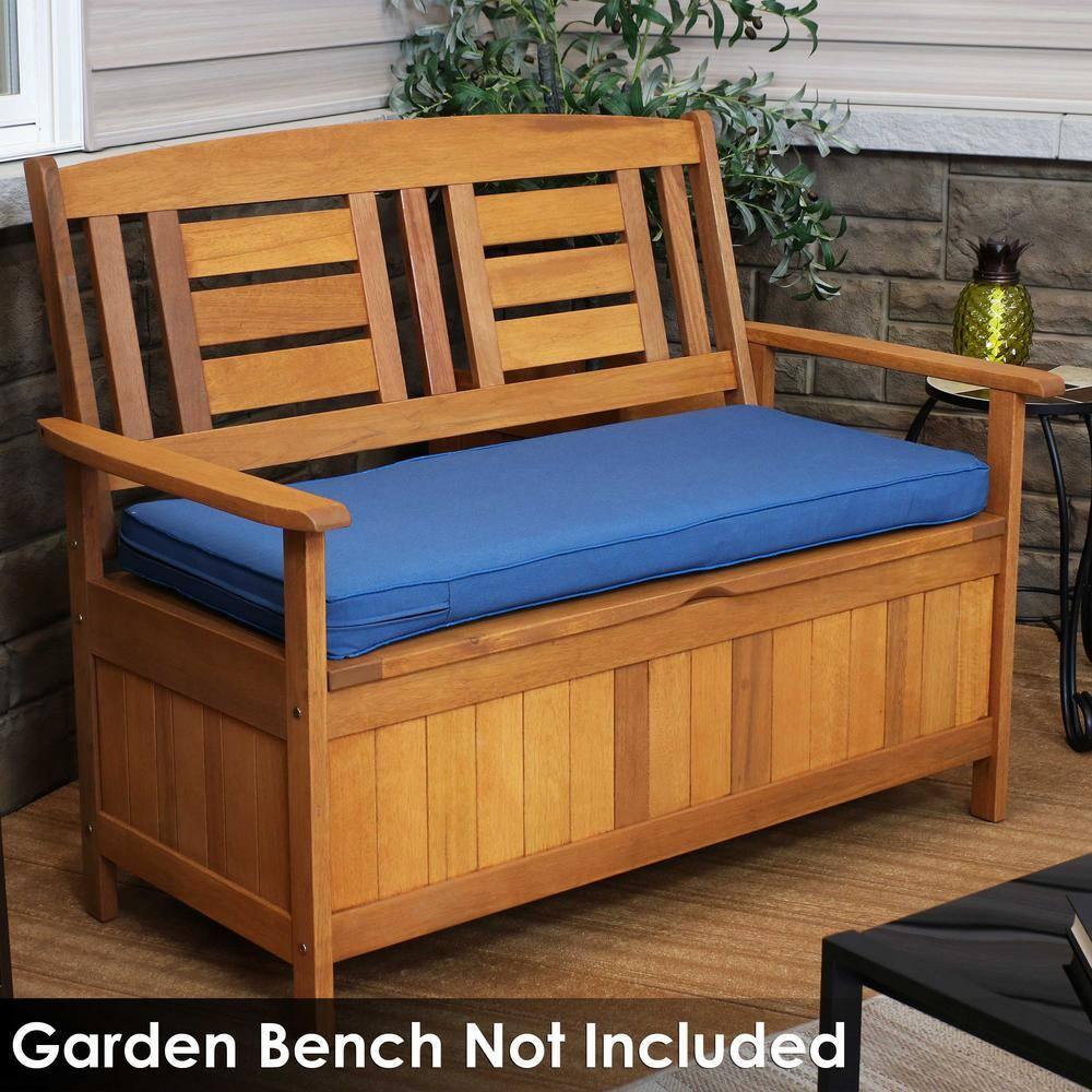 Sunnydaze Indoor/Outdoor Weather-Resistant Olefin Replacement Bench or Patio Swing Seat Cushion - 41" x 18" - Blue