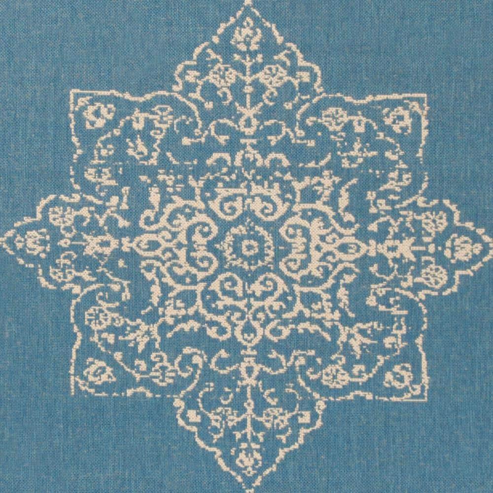 Beach House BHS180 Power Loomed Indoor/Outdoor Area Rug - Cream/Blue - 5'3"x7'6" - Safavieh