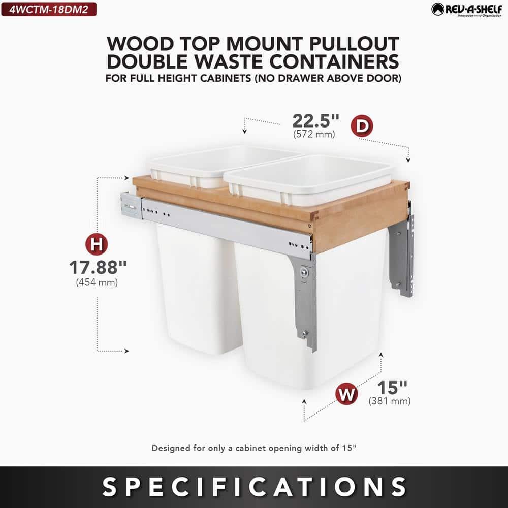 Rev-A-Shelf Rev-A-Shelf Single Pullout Top Mount Trash Can