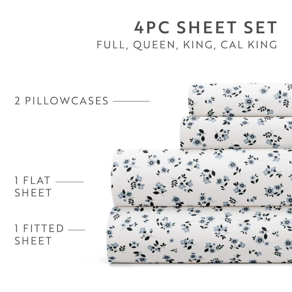 IEnjoy Home 4 Piece Sheet Set Patterned Microfiber Ultra Soft Bedding in Floral Dream