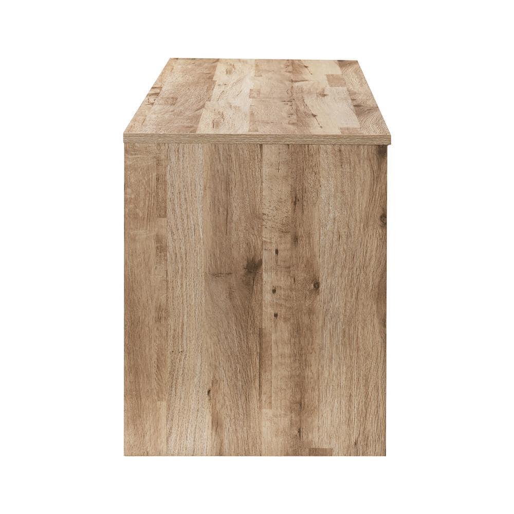 AndMakers 59 in. Farmhouse Oak TV Stand For TVs Up To 59" with 2 Storage Cabinets, Wood Barn Door Media Television Console Table With Storage