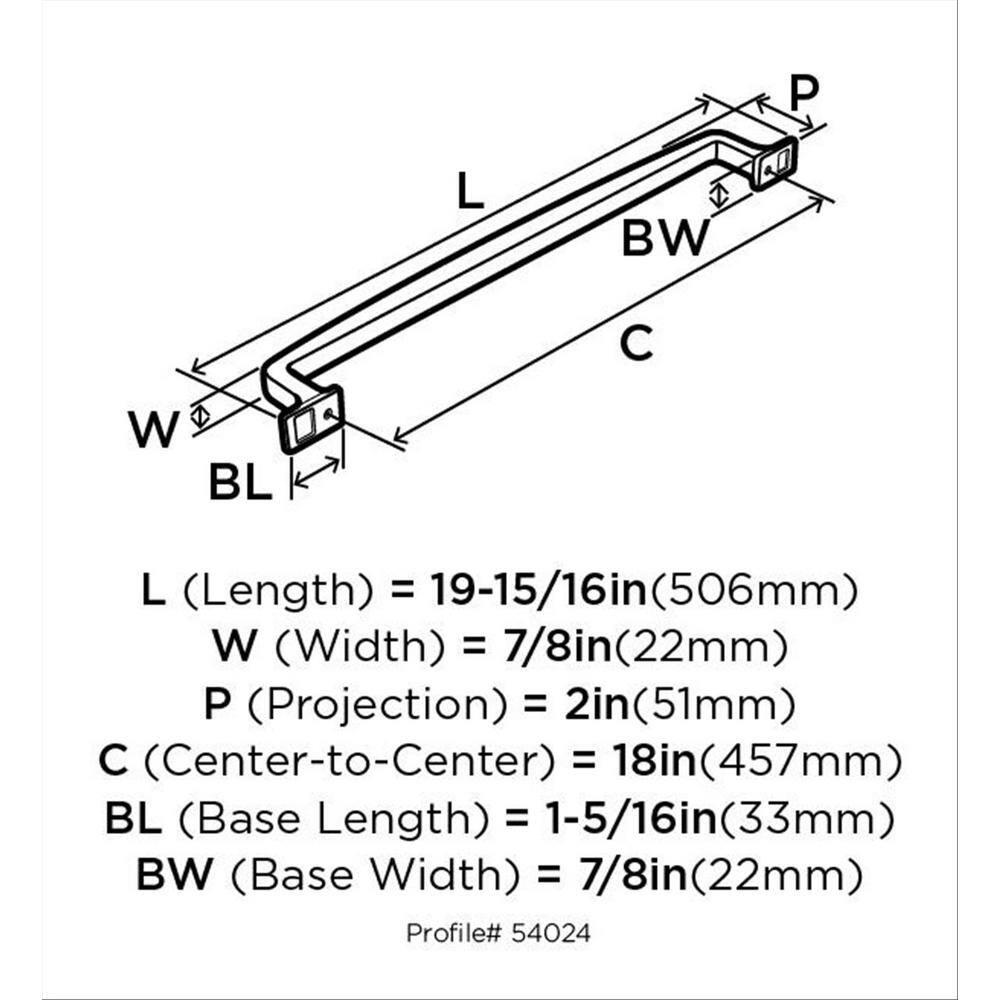 Amerock Westerly 18 inch (457mm) Center-to-Center Satin Nickel Appliance Pull
