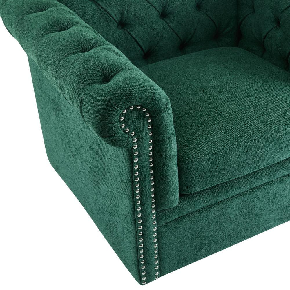 Christopher Knight Home Andrew Upholstered Button Tufted Swivel Club Chair with Roll Arms, Dark Green