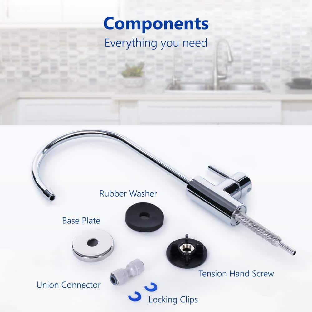 Express Water Modern Water Filter Faucet – Chrome – Drinking Water Faucet – Reverse Osmosis Filtration System and Kitchen Sink Beverage Faucet – Simple 3-Piece Easy Install Faucet