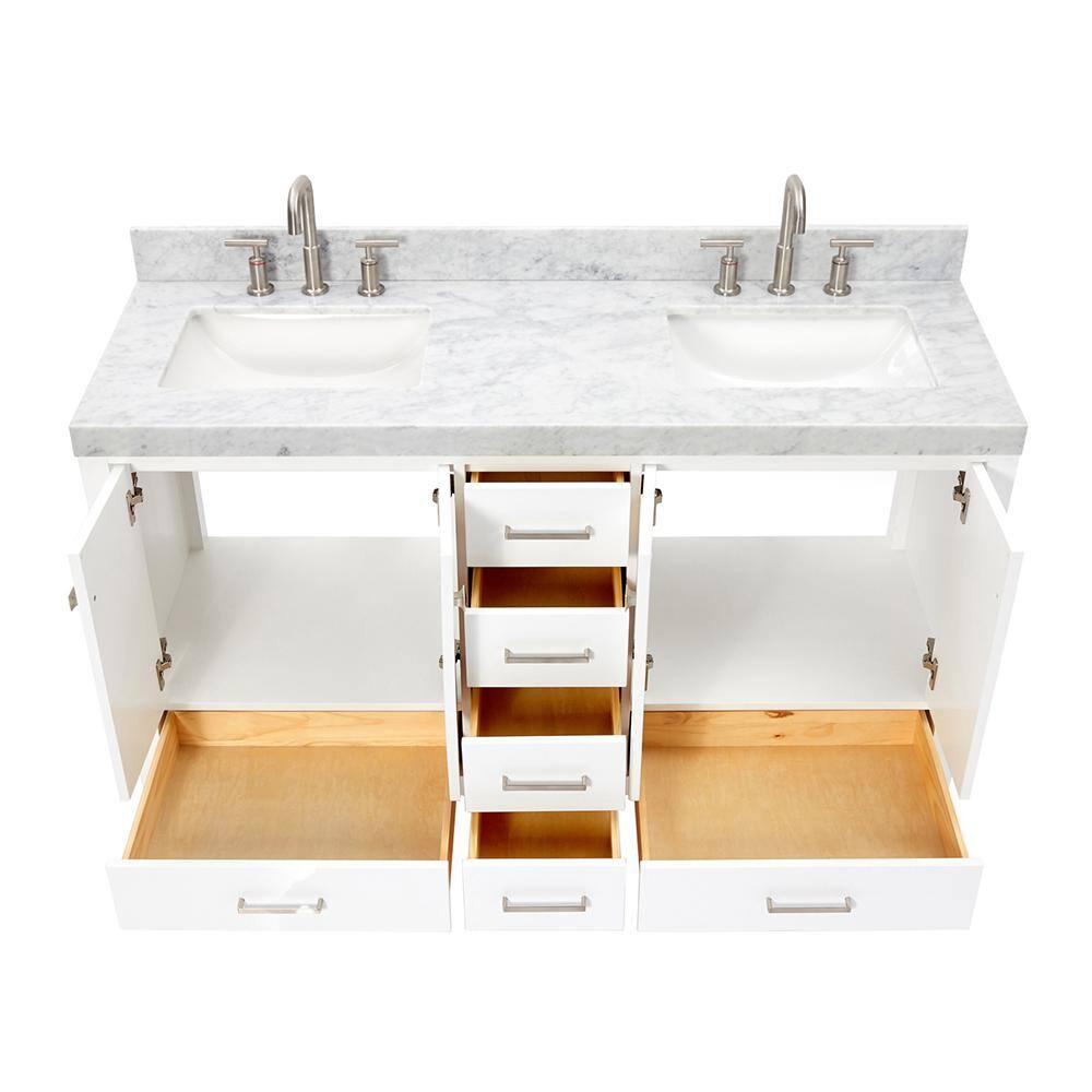 Cambridge Double Bathroom Vanity with Carrara Marble Top