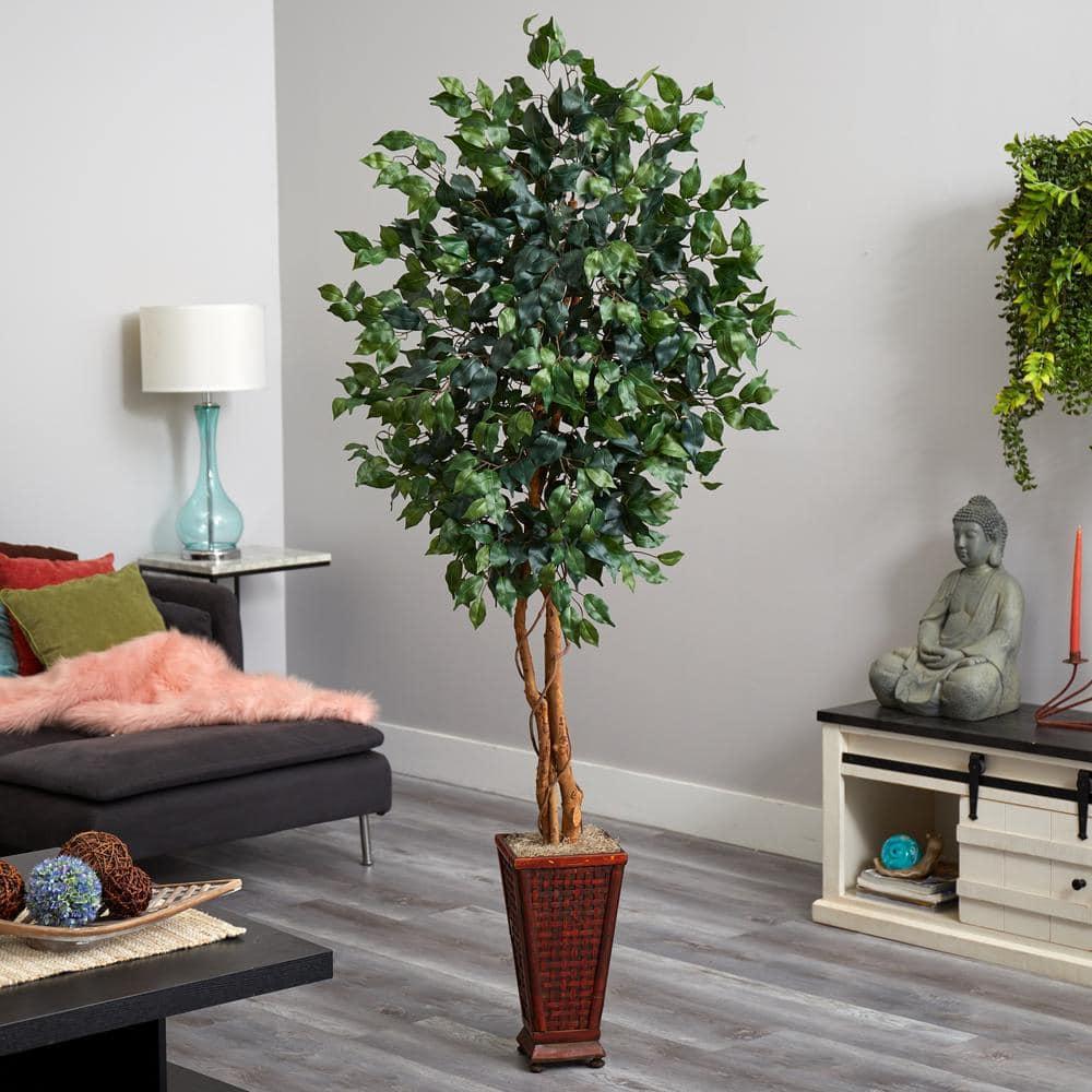 Nearly Natural 6.5-ft Ficus with Decorative Planter