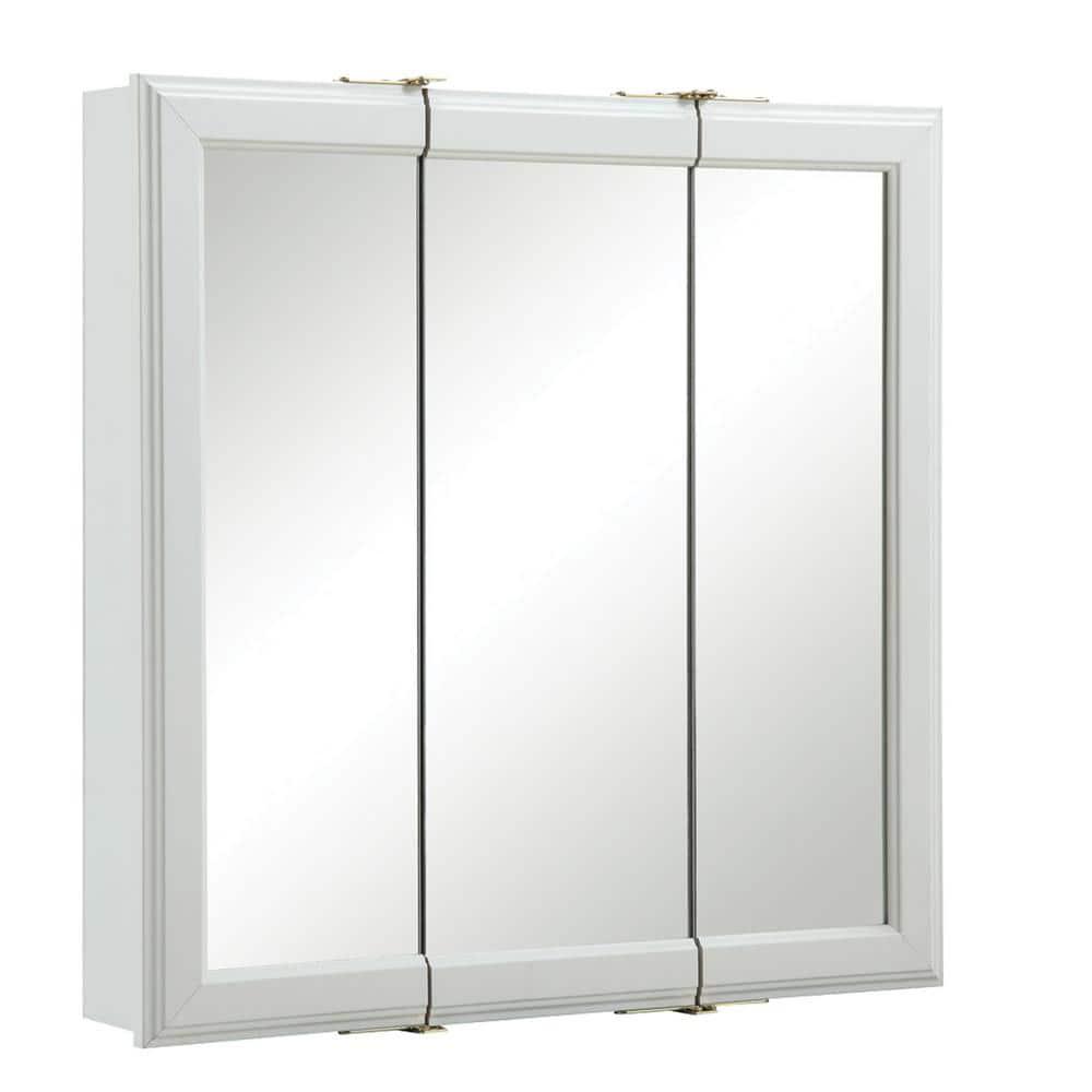 24 Inch Bathroom Medicine Cabinet, Wall Mounted, 3 Mirror, Doors White – Design House, 535849-WHT