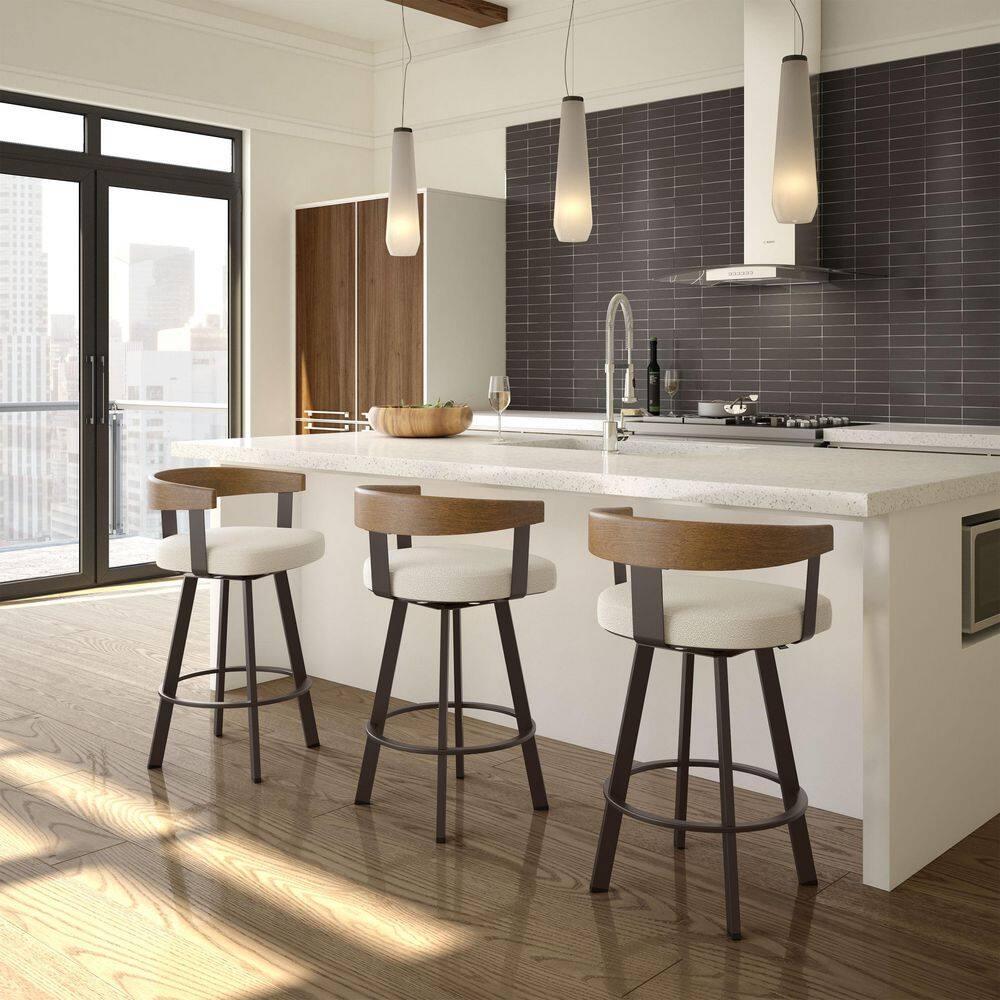 Amisco Lars Upholstered Barstool Cream/Dark Brown