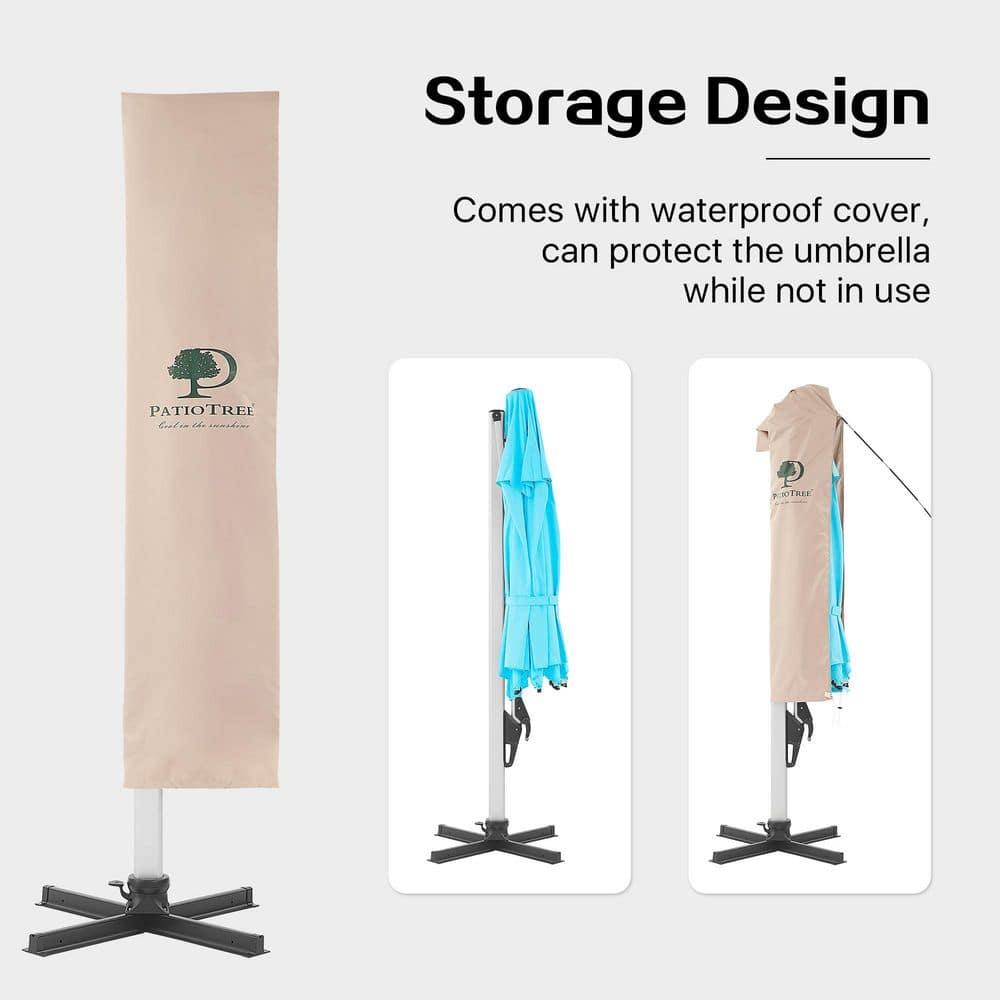 11' Blue Aluminum Patio Offset Cantilever Umbrella with 360° Rotation