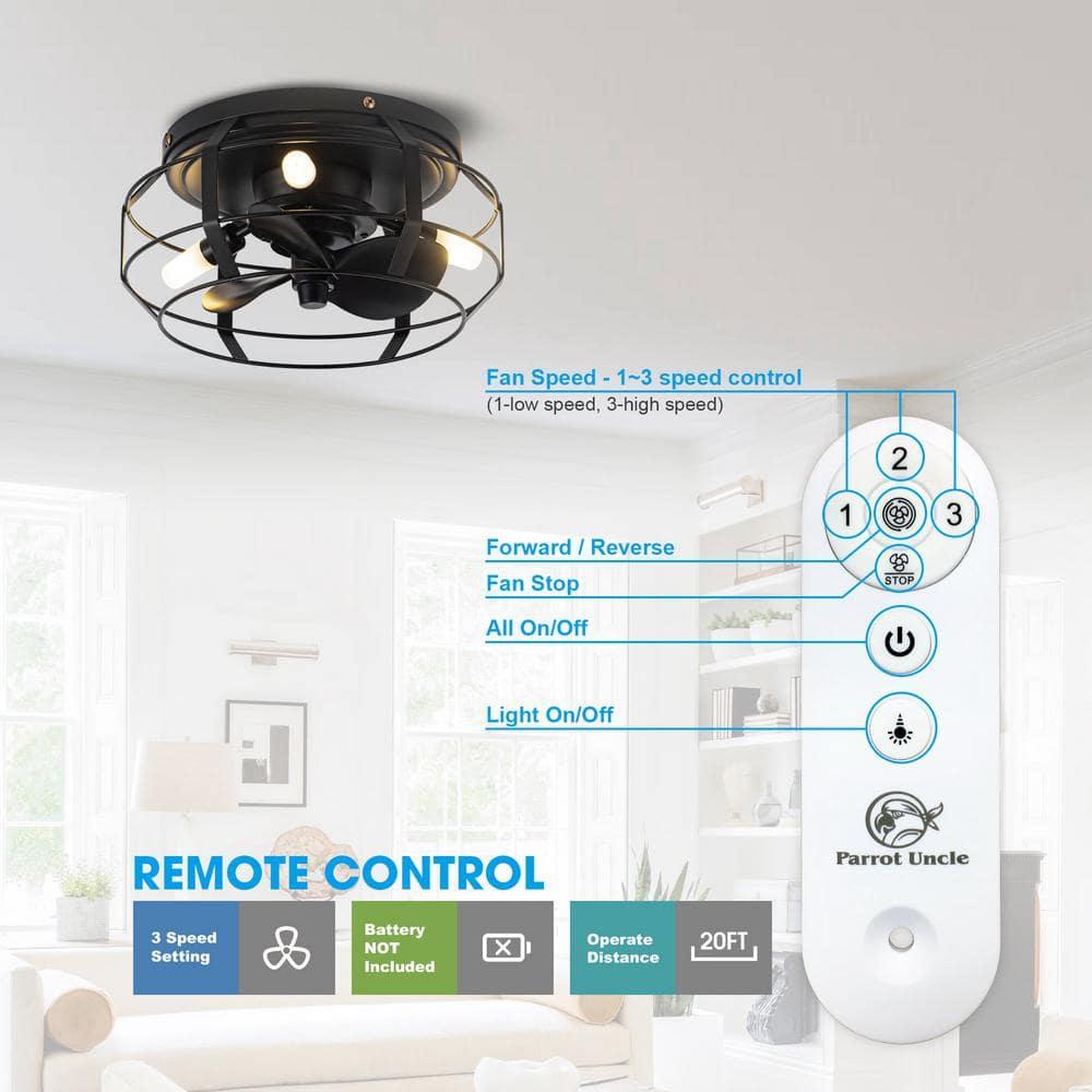 Parrot Uncle 12.2" Modern Black Bladeless Fan Flush Mount Ceiling Fan