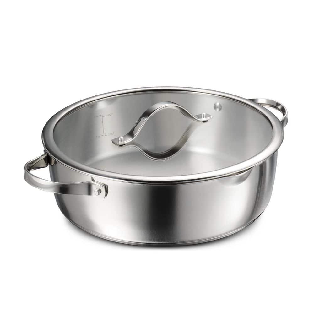 Tramontina Tramontina Tempo Tri-Ply Base Stainless Steel 6-Quart Braiser Pan with Glass Lid, Induction-Ready, Oven-Safe, Dishwasher-Safe