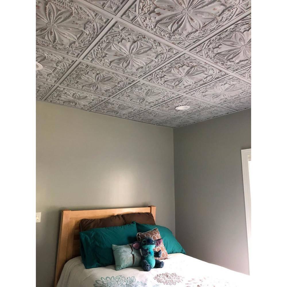 FromPlainToBeautifulInHours Milan 24'' L x 24'' W Textured PVC Drop-In & Glue Up Ceiling Tile Ceiling Tile (Set of 25)