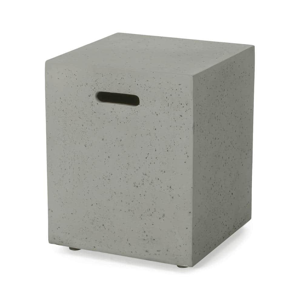 Noble House Aidan 50.000 BTU Rectangular Concrete Stone Fire Pit in Light Gray
