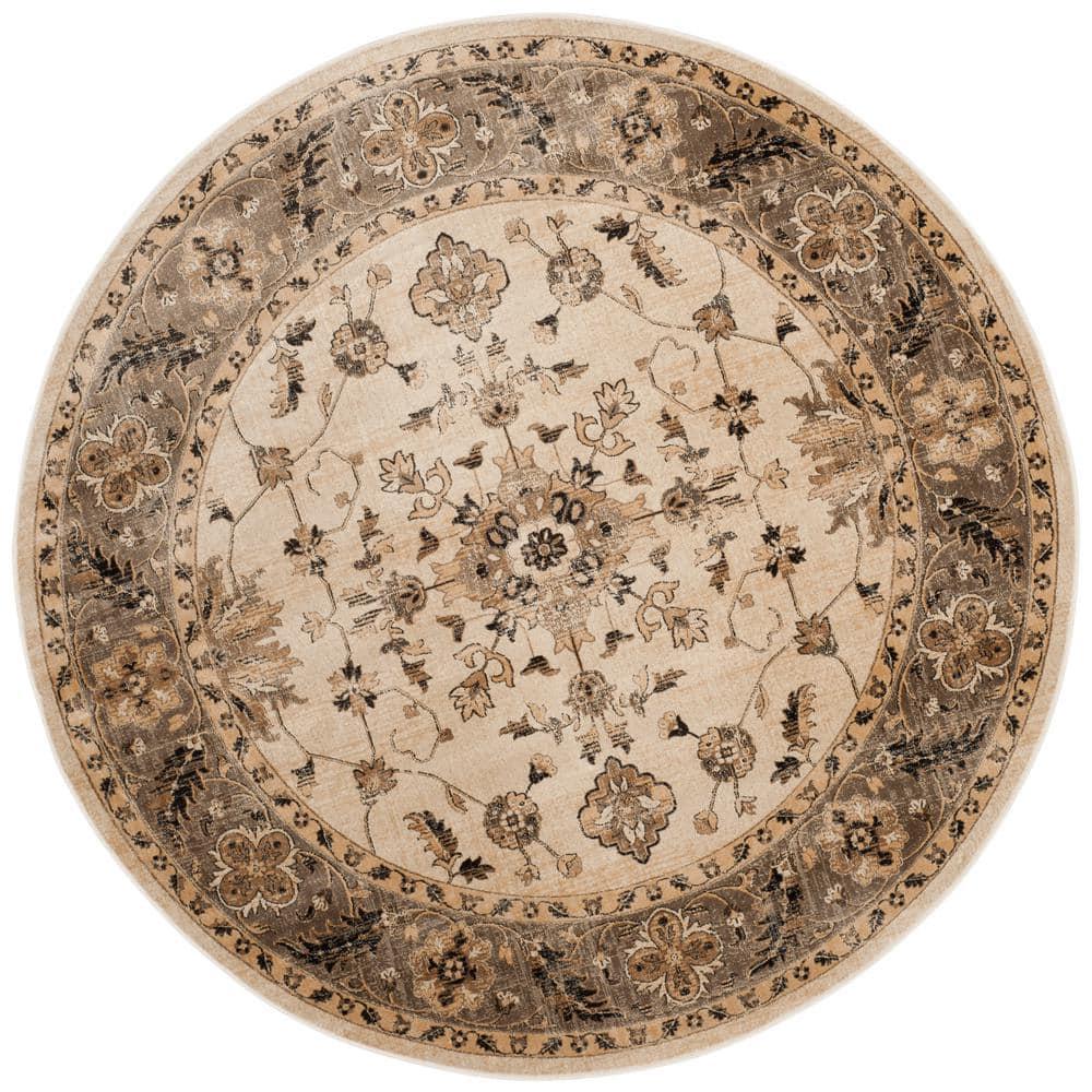 Vintage VTG168 Power Loomed Indoor Area Rug - Stone/Mouse - 6' round - Safavieh.