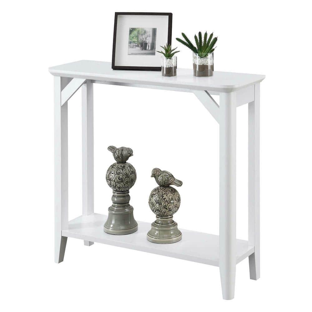 Convenience Concepts Winston Hall Table with Shelf in White Wood Finish