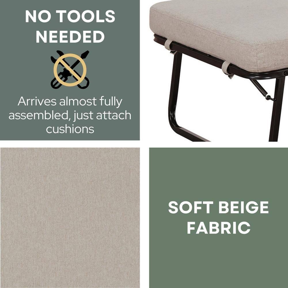 Convenience Concepts Designs4Comfort Folding Bed Ottoman, Soft Beige Fabric