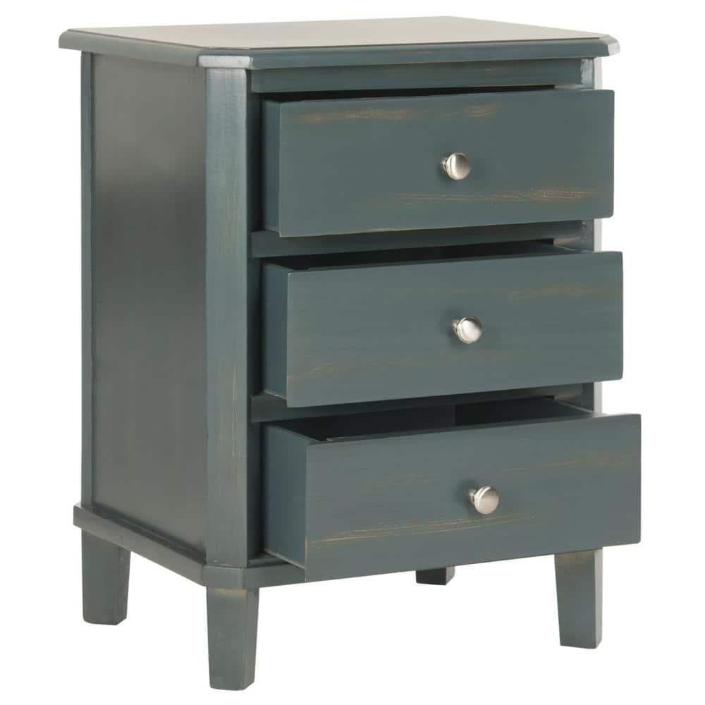 Joe End Table With Storage Drawers- Dark Teal - Safavieh.