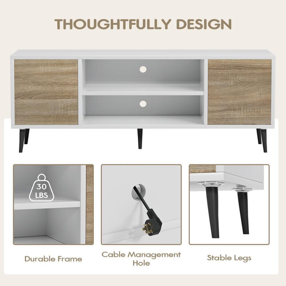 LACOO 58" Modern Simplicity TV Stand Media Console Fits TV's up to 65" - Scandi White