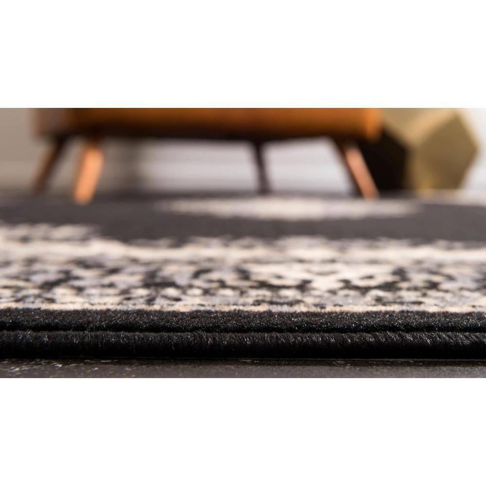 Unique Loom Reza Collection Traditional Persian Style Area Rug, Rectangular 5' 0" x 8' 0", Black/Beige