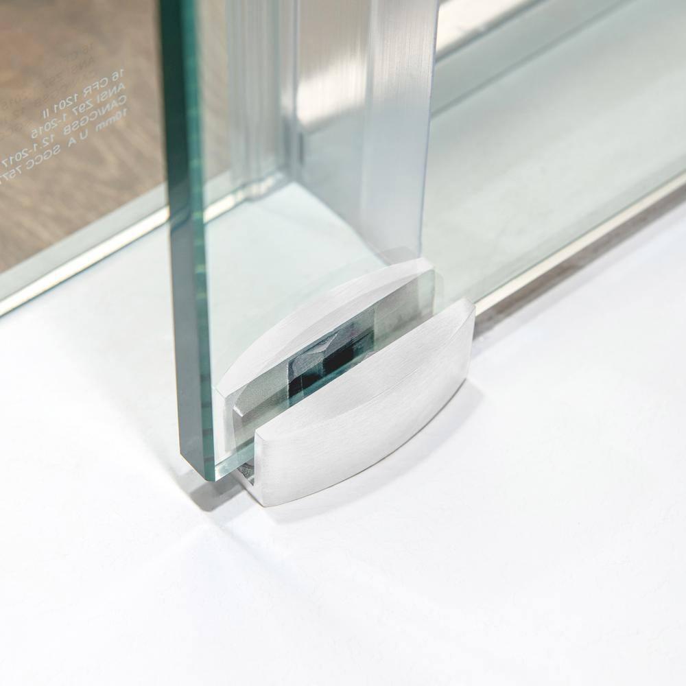 WoodBridge Frameless Single Sliding Shower Doors, 56-60" W X 62" H With 5/16" Clear Tempered Glass And Explosion-Proof Film MSDF6062-C