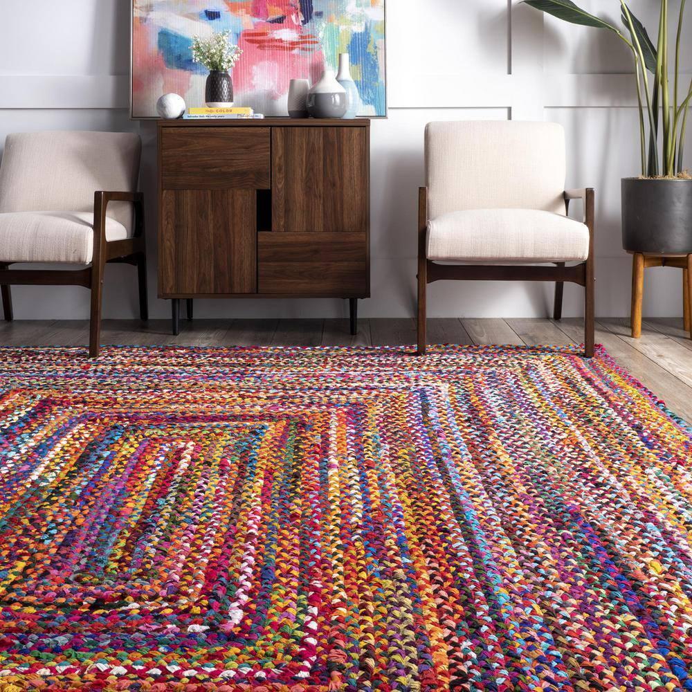 Jaipur Art And Craft Natural Fiber Chindi Cotton Handmade 10x14 Square feet (300x420 cm) Rectangular Area Rug