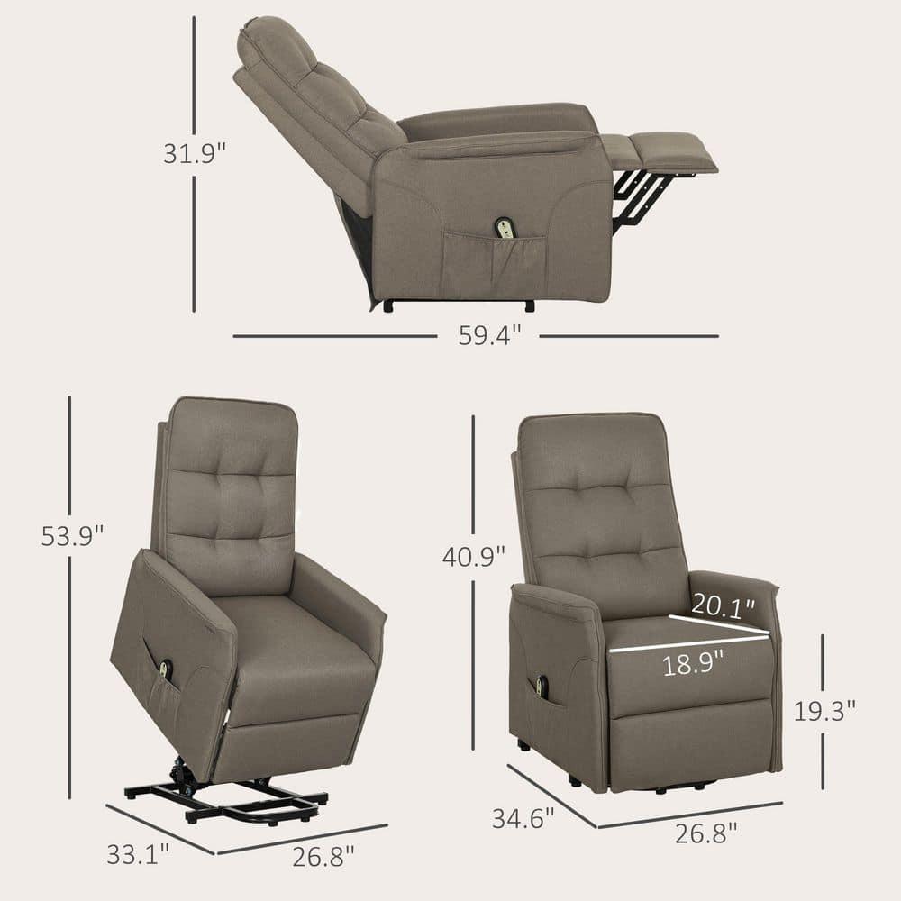 HOMCOM Power Lift Recliner Chair, Electric Reclining Chair with Remote, Side Pockets, Pocket Spring, Tufted Back, Quick Assembly, Coffee