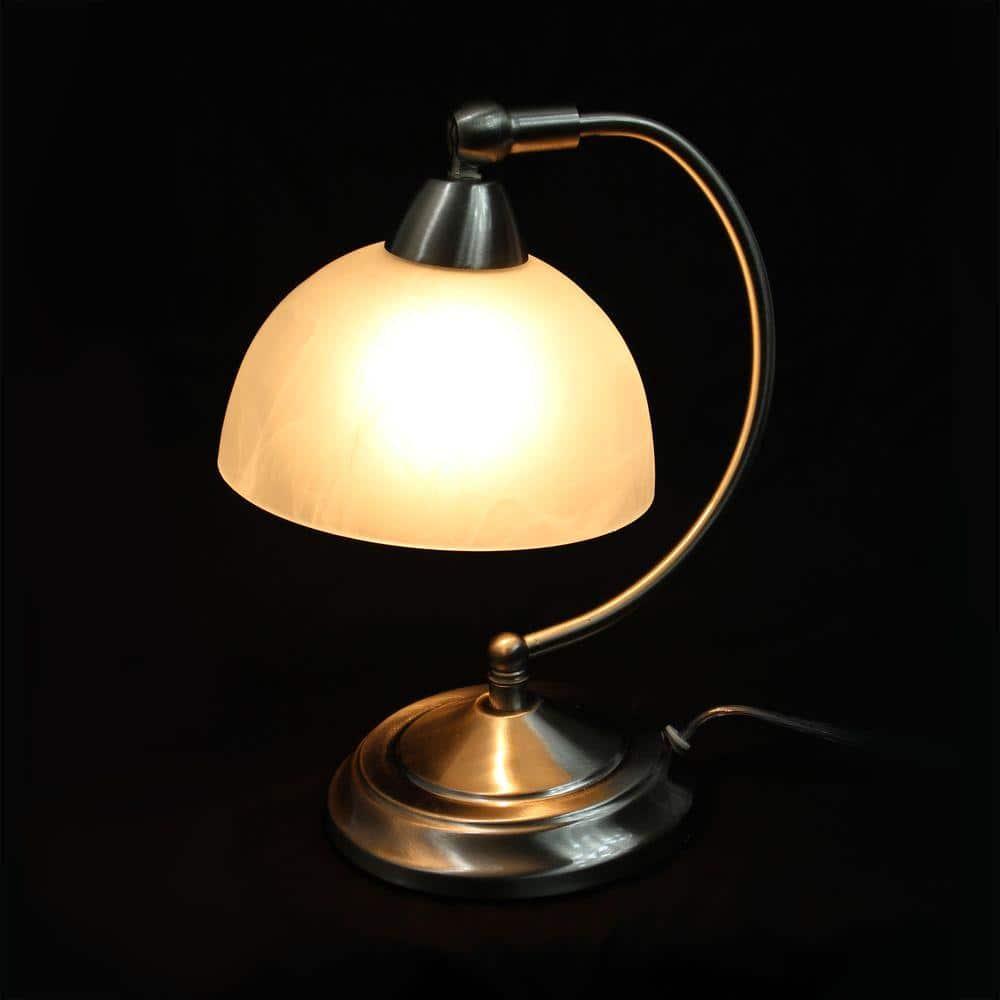 Elegant Designs Mini Modern Bankers Desk Lamp with Touch Dimmer Control Base Brushed Nickel
