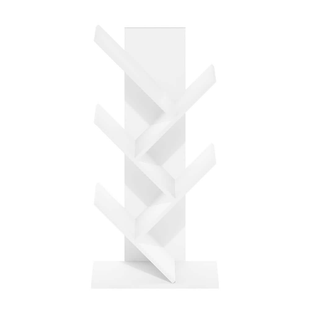 Furinno Tree Bookshelf 5-Tier Floor Standing Tree Bookcase, White