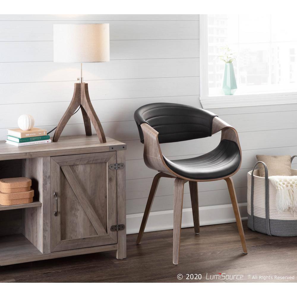 LumiSource Symphony Mid Century Modern Dining/Accent Chair Light Gray: Upholstered, Wood Legs, 250lb Capacity