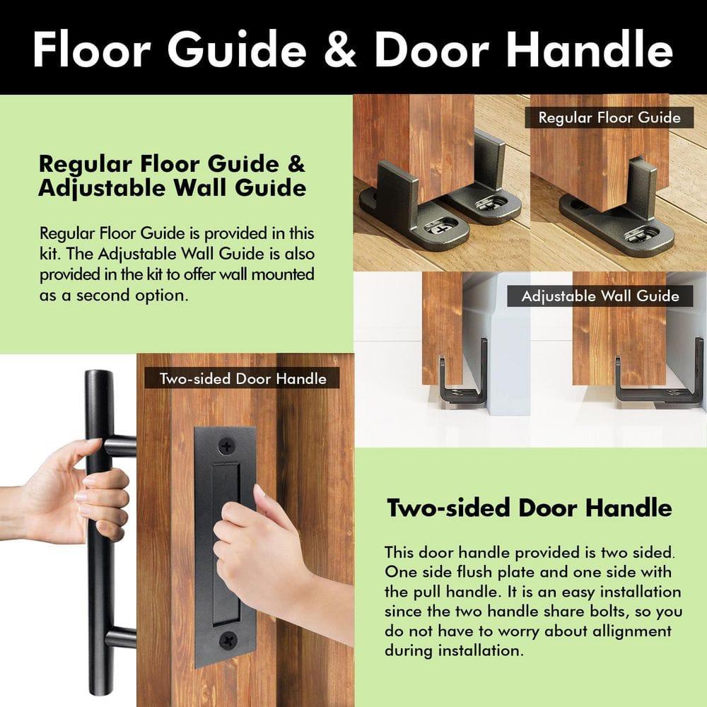 Homacer H Design Color Solid Pine Wood Unassembled Door with Black Rustic Installation Hardware Kit