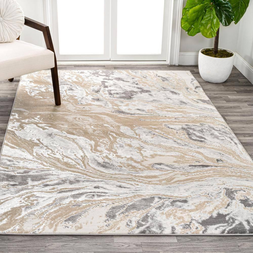 JONATHAN Y Swirl Marbled Abstract Beige/Ivory 5 ft. x 8 ft. Area Rug