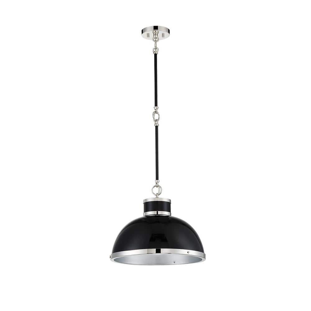 Savoy House Corning 1 - Light Pendant in  Black/Polished Nickel