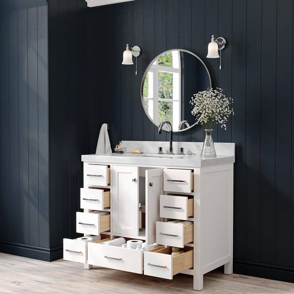 Cambridge 42'' Single Bathroom Vanity with Carrara Marble Top