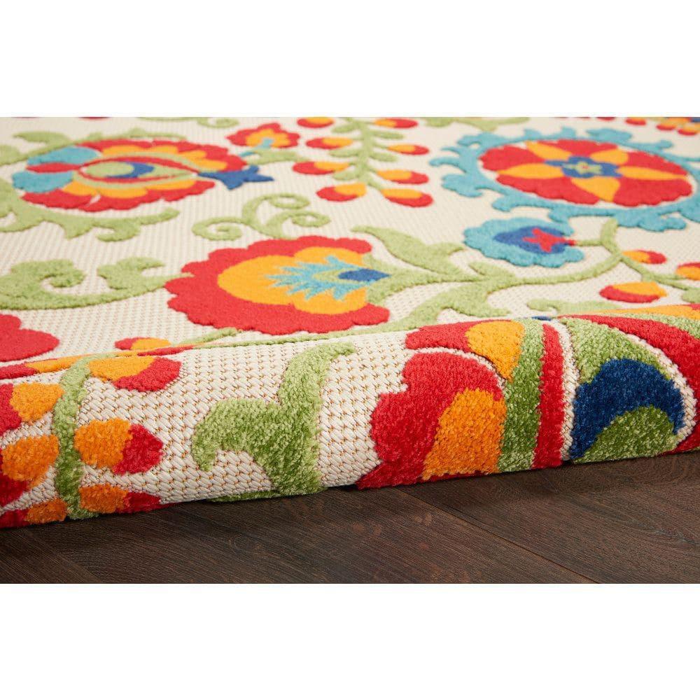Nourison Aloha Floral Textured Flatweave High-Low Indoor Outdoor Runner Rug Multicolor 2' x 6'