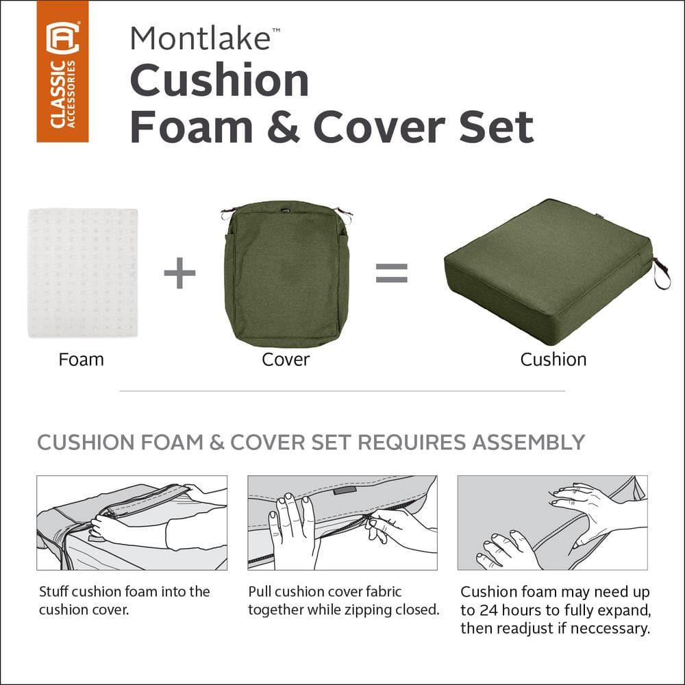 Classic Accessories Montlake FadeSafe Water-Repellent 48 x 18 x 3 Inch Outdoor Bench Cushion, Heather Fern