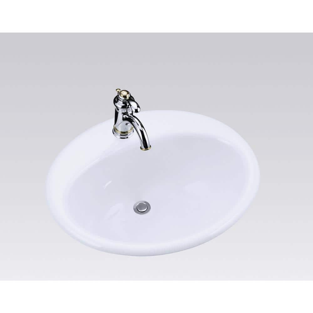 Farmington Metal Oval Drop-In Bathroom Sink with Overflow