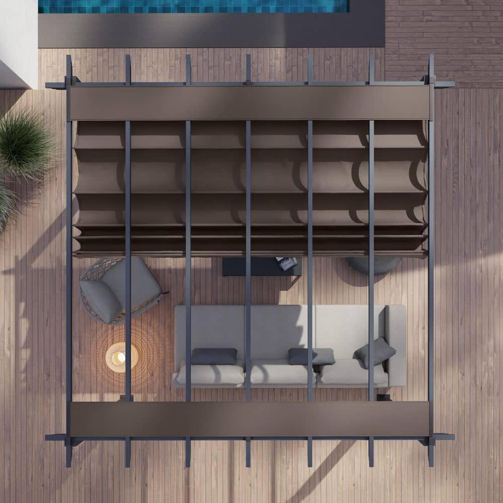 Paragon-Outdoor Florence 11 ft. x 11 ft. Aluminum Pergola in Gray Powder-Coated Finish with Adjustable Canopy