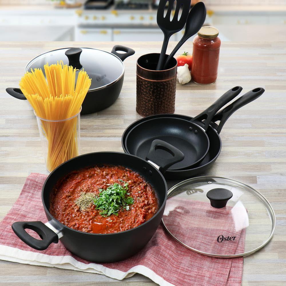 Oster Oster Non Stick 10 Piece Aluminum Cookware Set In Black