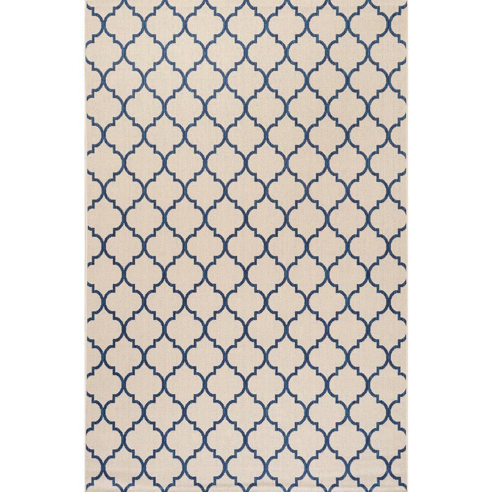 JONATHAN Y SMB122A-3 Arabesque Ogee Trellis Beige/Navy 3 ft. x 5 ft. Indoor/Outdoor Area Rug, Bohemian Casual, Pet Friendly, Stain Resistant, Easy to Clean, for Patio, Living Room; Kitchen, Bedroom