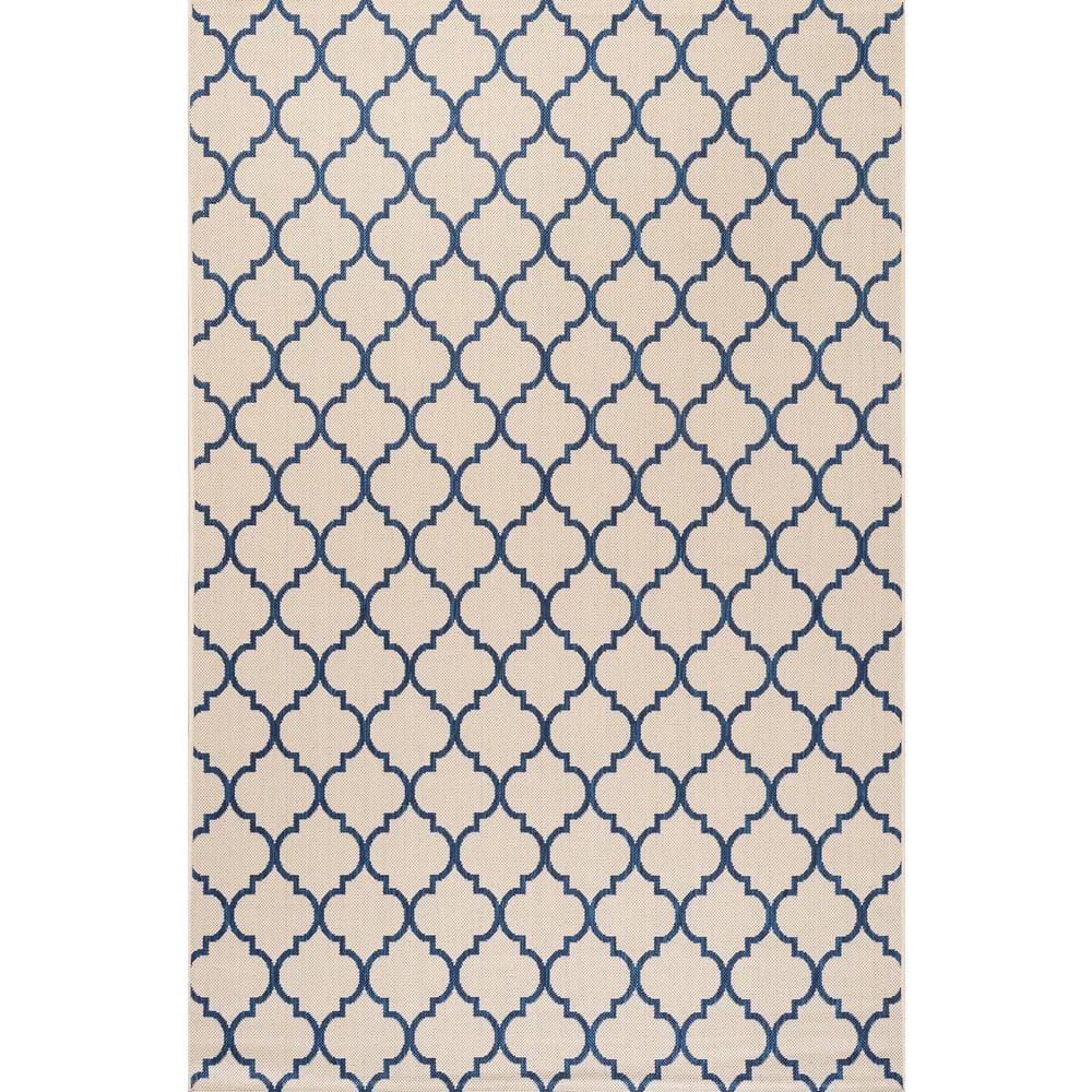 4'x6' Arabesque Ogee Trellis Indoor/Outdoor  Area Rug, Beige/Navy - JONATHAN Y
