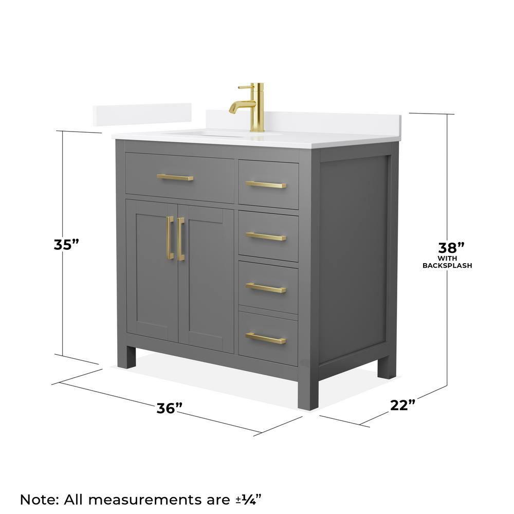 Wyndham Collection Beckett 36" Freestanding Single Bathroom Vanity with Quartz Top