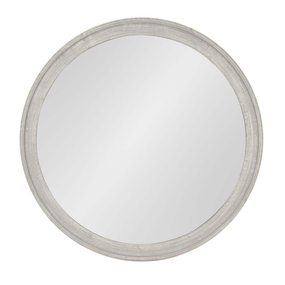 28" x 28" Mansell Circular Shaped Hanging Wood Wall Mirror Gray - Kate and Laurel